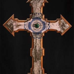 Green Glass Marble Cross