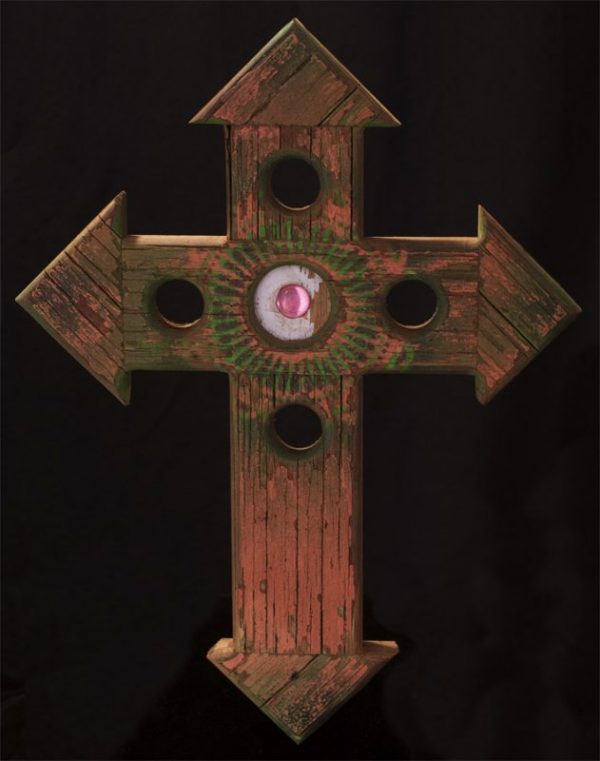 Rose Glass Marble Cross